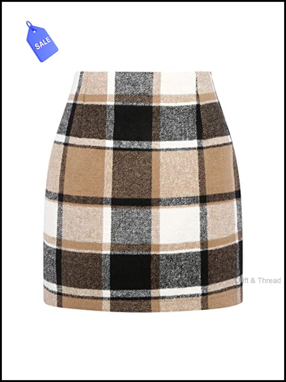 Wool Blend Plaid High Waist Bodycon Pencil Mini Skirt